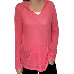 Retro-ology Gauze Sheer Pink Long Sleeve Hoodie